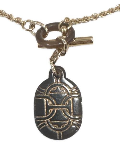 HERMES（エルメス）HERMES (エルメス) バッファローホーンネックレス ブラウン×ゴールドの古着・服飾アイテム