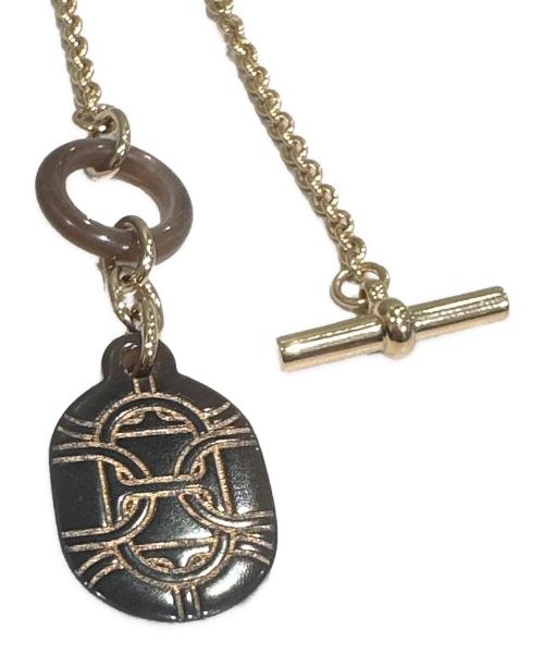 HERMES（エルメス）HERMES (エルメス) バッファローホーンネックレス ブラウン×ゴールドの古着・服飾アイテム