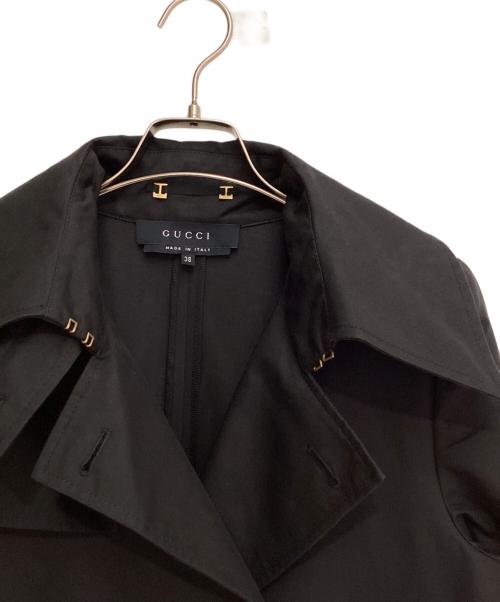 GUCCI（グッチ）GUCCI (グッチ) ベルテッドロングトレンチコート ブラック サイズ:38の古着・服飾アイテム
