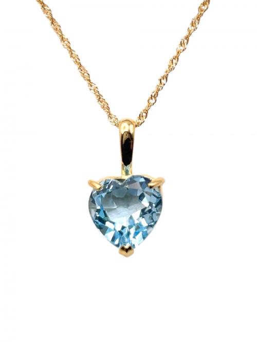 NO BRAND（ノーブランド）NO BRAND (ノーブランド) アクアマリン ハートモチーフ ネックレスの古着・服飾アイテム