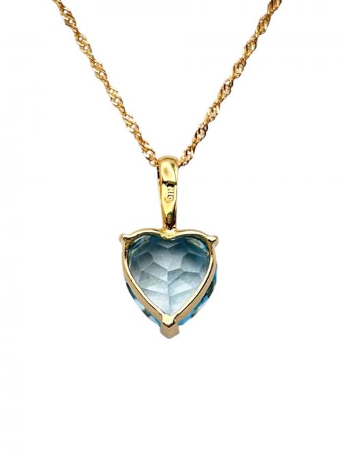 NO BRAND（ノーブランド）NO BRAND (ノーブランド) アクアマリン ハートモチーフ ネックレスの古着・服飾アイテム