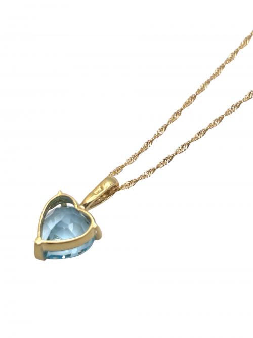 NO BRAND（ノーブランド）NO BRAND (ノーブランド) アクアマリン ハートモチーフ ネックレスの古着・服飾アイテム