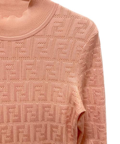 FENDI（フェンディ）FENDI (フェンディ) FFロゴシースルーハイネックニットワンピース ピンク サイズ:38の古着・服飾アイテム