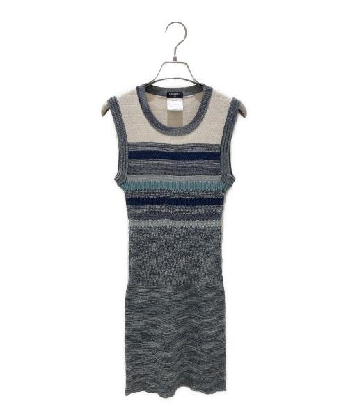 CHANEL（シャネル）CHANEL (シャネル) ノースリーブニットワンピース グレー サイズ:38の古着・服飾アイテム