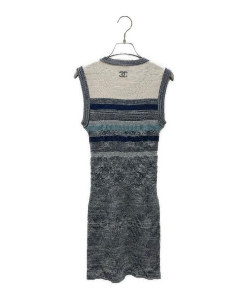 CHANEL（シャネル）CHANEL (シャネル) ノースリーブニットワンピース グレー サイズ:38の古着・服飾アイテム