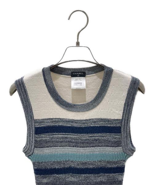 CHANEL（シャネル）CHANEL (シャネル) ノースリーブニットワンピース グレー サイズ:38の古着・服飾アイテム