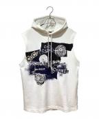 CHANELシャネル）の古着「スパンコールロゴプリントノースリーブパーカー」｜ホワイト