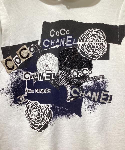 CHANEL（シャネル）CHANEL (シャネル) スパンコールロゴプリントノースリーブパーカー ホワイト サイズ:Mの古着・服飾アイテム