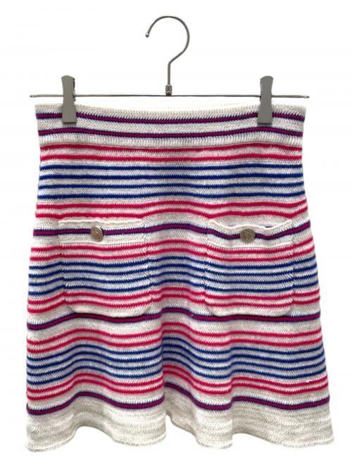 CHANEL（シャネル）CHANEL (シャネル) ボーダーニットスカート ピンク サイズ:36の古着・服飾アイテム