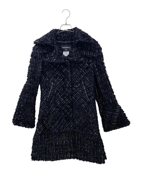 CHANEL（シャネル）CHANEL (シャネル) P46 メタリック ウールナイロン ツイードコート ブラック サイズ:36の古着・服飾アイテム