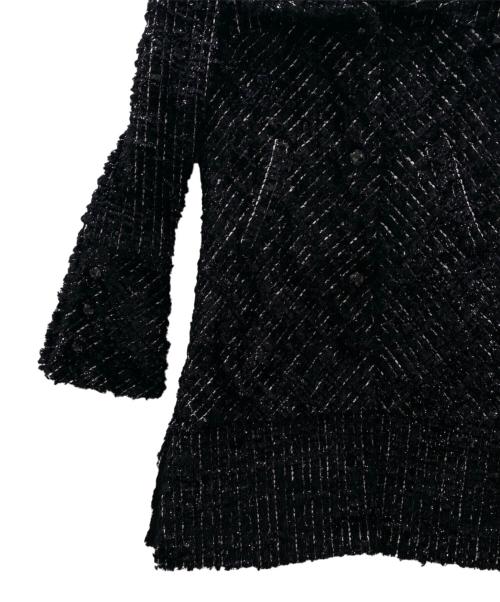 CHANEL（シャネル）CHANEL (シャネル) P46 メタリック ウールナイロン ツイードコート ブラック サイズ:36の古着・服飾アイテム