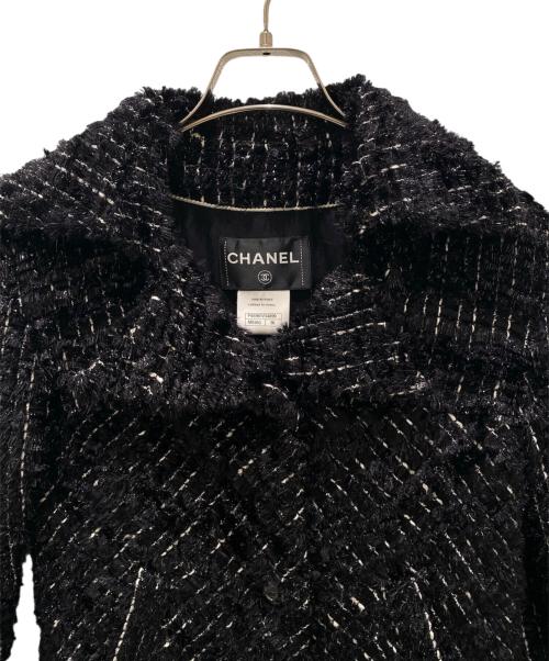 CHANEL（シャネル）CHANEL (シャネル) P46 メタリック ウールナイロン ツイードコート ブラック サイズ:36の古着・服飾アイテム
