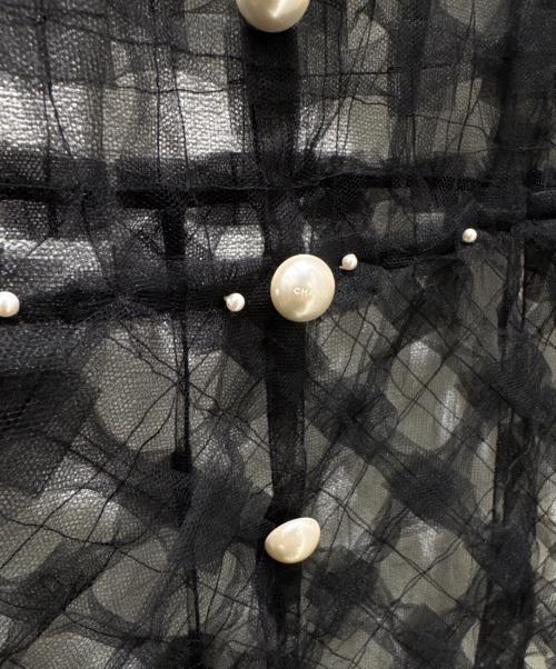 CHANEL（シャネル）CHANEL (シャネル) パールモチーフレースワンピース ブラック サイズ:34の古着・服飾アイテム