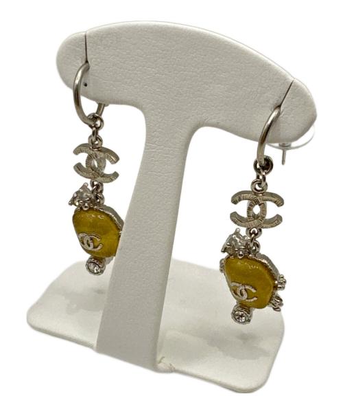 CHANEL（シャネル）CHANEL (シャネル) ココマークイエローストーンフープピアス イエロー×シルバーの古着・服飾アイテム