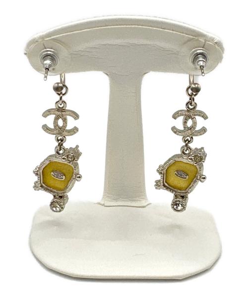 CHANEL（シャネル）CHANEL (シャネル) ココマークイエローストーンフープピアス イエロー×シルバーの古着・服飾アイテム