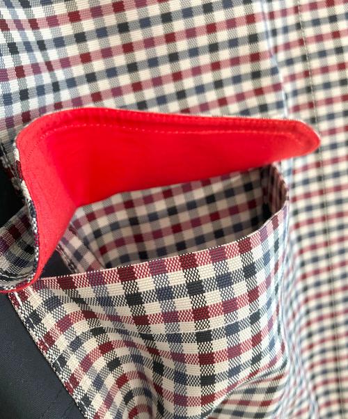 CELINE（セリーヌ）CELINE (セリーヌ) チェックショートコート レッド サイズ:34の古着・服飾アイテム