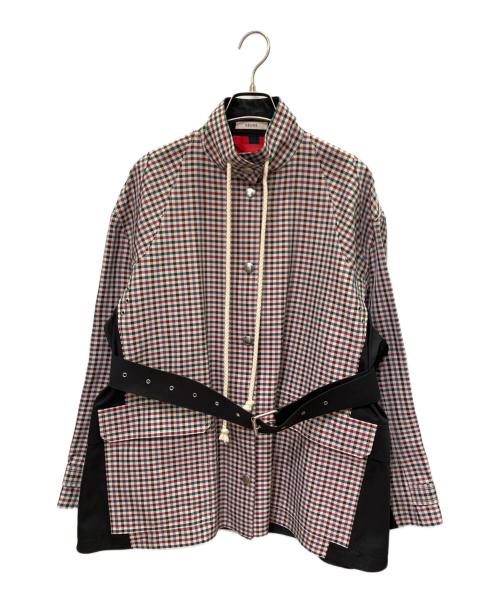 CELINE（セリーヌ）CELINE (セリーヌ) チェックショートコート レッド サイズ:34の古着・服飾アイテム