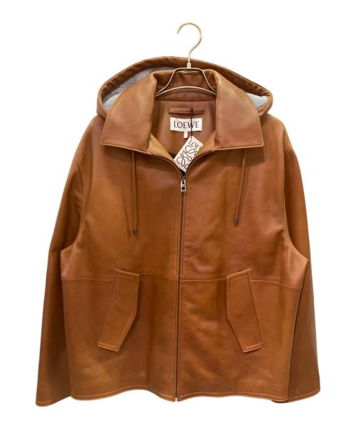 LOEWE（ロエベ）LOEWE (ロエベ) レザーフーデッドジャケット アースブラウン サイズ:48の古着・服飾アイテム