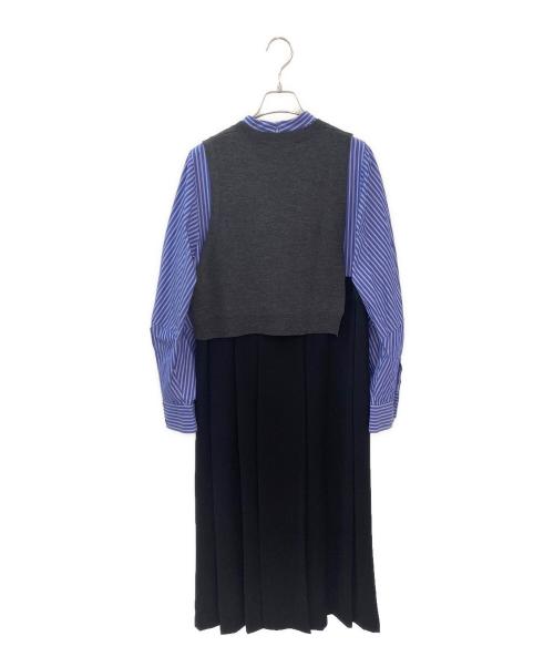 ENFOLD（エンフォルド）ENFOLD (エンフォルド) KNIT-LAYERED PLEATS DRESS ブラック サイズ:38の古着・服飾アイテム