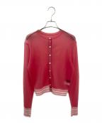 CABANキャバン）の古着「コットンナイロンリブ シアークルーネックカーディガン」｜ピンク