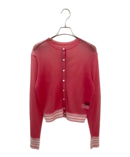 CABAN（キャバン）CABAN (キャバン) コットンナイロンリブ シアークルーネックカーディガン ピンク サイズ:FREEの古着・服飾アイテム