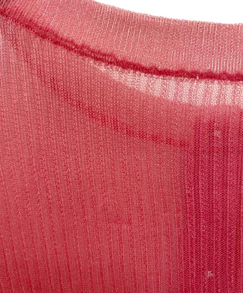 CABAN（キャバン）CABAN (キャバン) コットンナイロンリブ シアークルーネックカーディガン ピンク サイズ:FREEの古着・服飾アイテム