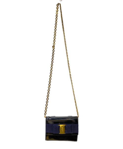 Ferragamo（フェラガモ）Ferragamo (フェラガモ) チェーンショルダーバッグ ブラックの古着・服飾アイテム