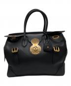 RALPH LAURENラルフローレン）の古着「リッキー レザーハンドバッグ」｜ブラック