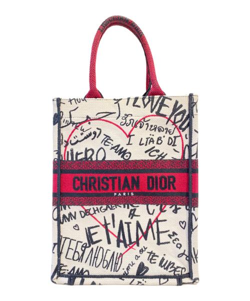 Christian Dior（クリスチャン ディオール）Christian Dior (クリスチャン ディオール) ブックトートバーティカル/ハンドバッグ レッドの古着・服飾アイテム