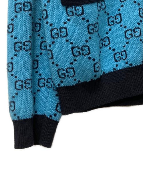 GUCCI（グッチ）GUCCI (グッチ) GGアナグラム ロゴ ニットカーディガン スカイブルー サイズ:Mの古着・服飾アイテム