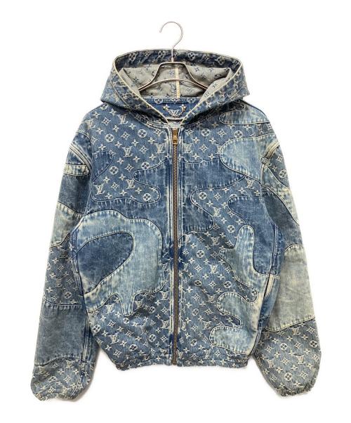 LOUIS VUITTON（ルイ ヴィトン）LOUIS VUITTON (ルイ ヴィトン) × NIGOパッチワークフーデッドジップアップデニムジャケット インディゴ サイズ:50の古着・服飾アイテム