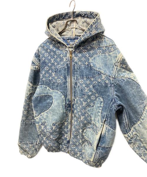 LOUIS VUITTON（ルイ ヴィトン）LOUIS VUITTON (ルイ ヴィトン) × NIGOパッチワークフーデッドジップアップデニムジャケット インディゴ サイズ:50の古着・服飾アイテム