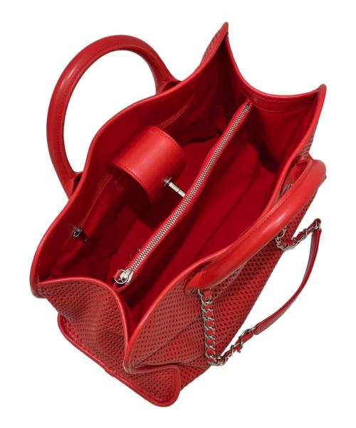 CHANEL（シャネル）CHANEL (シャネル) チェーントートバッグ レッドの古着・服飾アイテム