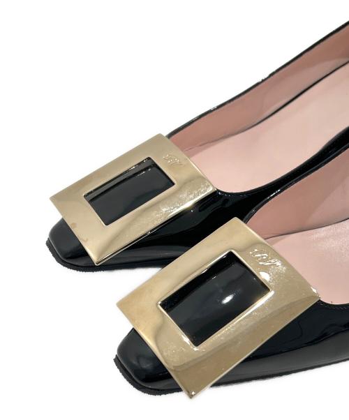 Roger Vivier（ロジェ ヴィヴィエ）Roger Vivier (ロジェ ヴィヴィエ) チャンキーヒールエナメルパンプス ブラック サイズ:35 1/2の古着・服飾アイテム