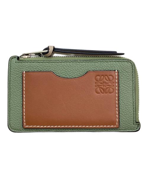 LOEWE（ロエベ）LOEWE (ロエベ) COIN CARDHOLDER グリーン×ブラウンの古着・服飾アイテム