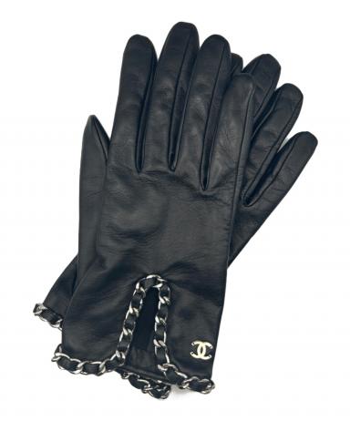 中古・古着通販】CHANEL (シャネル) チェーンレザーグローブ ブラック