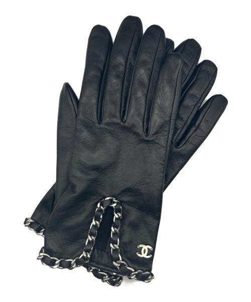 CHANEL（シャネル）CHANEL (シャネル) チェーンレザーグローブ ブラック サイズ:7 1/2 未使用品の古着・服飾アイテム