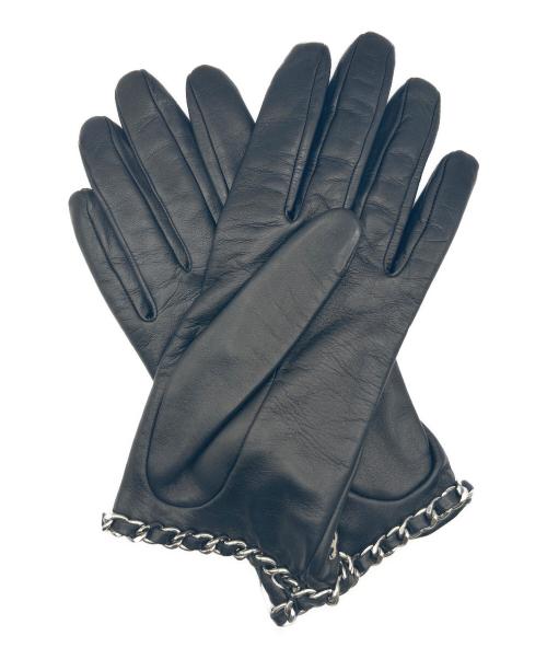 CHANEL（シャネル）CHANEL (シャネル) チェーンレザーグローブ ブラック サイズ:7 1/2 未使用品の古着・服飾アイテム