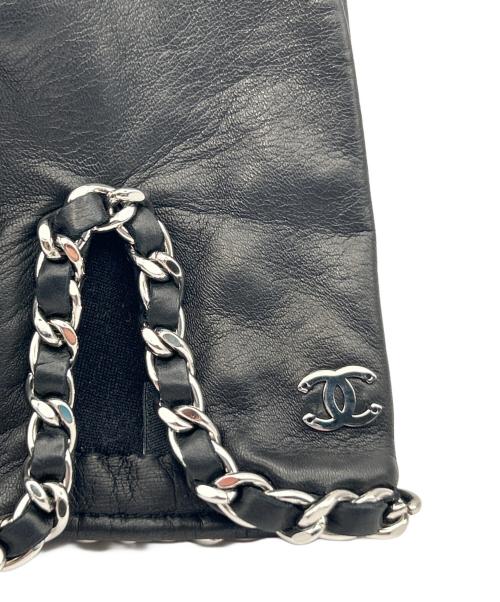 CHANEL（シャネル）CHANEL (シャネル) チェーンレザーグローブ ブラック サイズ:7 1/2 未使用品の古着・服飾アイテム