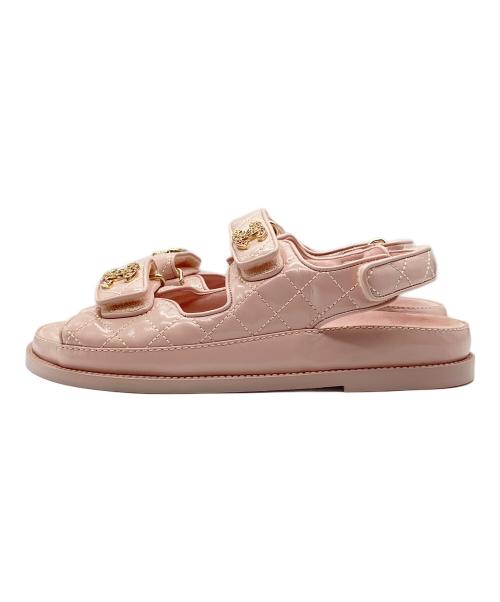 CHANEL（シャネル）CHANEL (シャネル) ココマーク マトラッセ スポーツサンダル ピンク サイズ:37 1/2 未使用品の古着・服飾アイテム