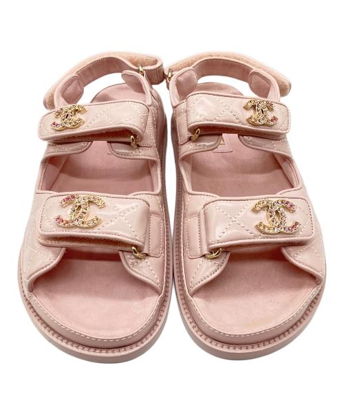CHANEL（シャネル）CHANEL (シャネル) ココマーク マトラッセ スポーツサンダル ピンク サイズ:37 1/2 未使用品の古着・服飾アイテム