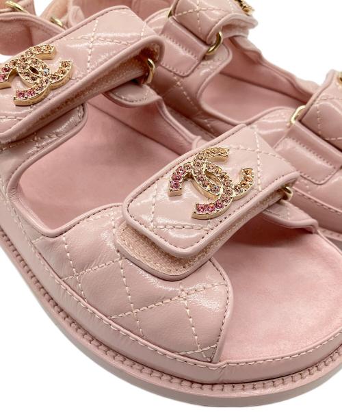 CHANEL（シャネル）CHANEL (シャネル) ココマーク マトラッセ スポーツサンダル ピンク サイズ:37 1/2 未使用品の古着・服飾アイテム