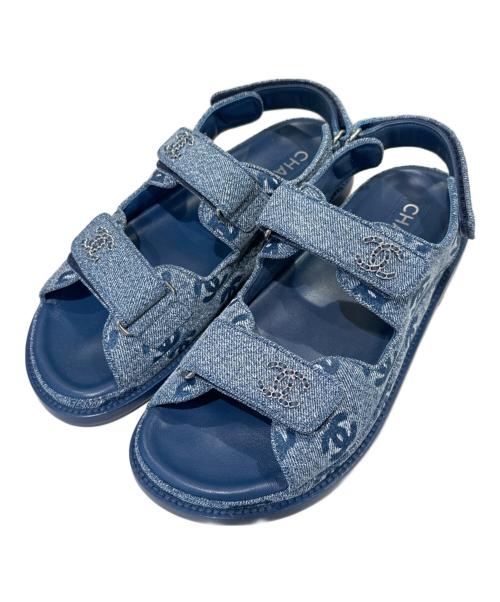 CHANEL（シャネル）CHANEL (シャネル) スポーツサンダル インディゴ サイズ:38 未使用品の古着・服飾アイテム