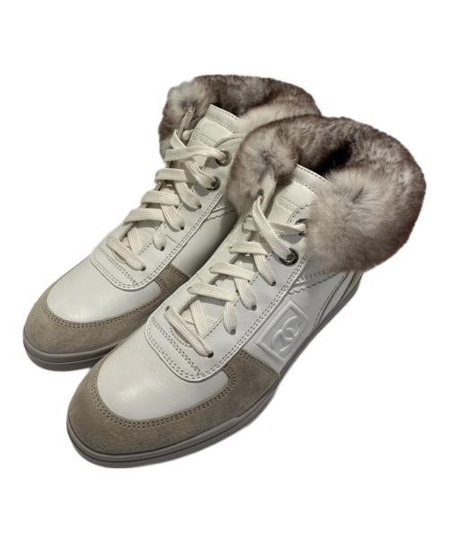 CHANEL（シャネル）CHANEL (シャネル) ミンクファースニーカー G26635 ホワイト×グレー サイズ:37の古着・服飾アイテム