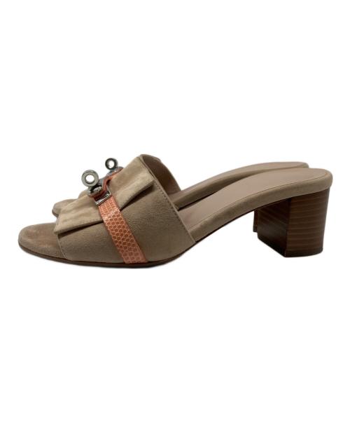 HERMES（エルメス）HERMES (エルメス) ジジ 50/ケリーバックルサンダル/リザード/スウェード ピンクベージュ サイズ:36 1/2の古着・服飾アイテム