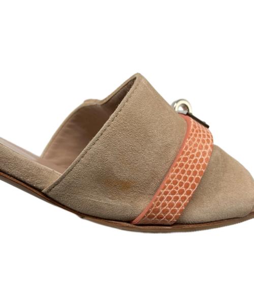 HERMES（エルメス）HERMES (エルメス) ジジ 50/ケリーバックルサンダル/リザード/スウェード ピンクベージュ サイズ:36 1/2の古着・服飾アイテム