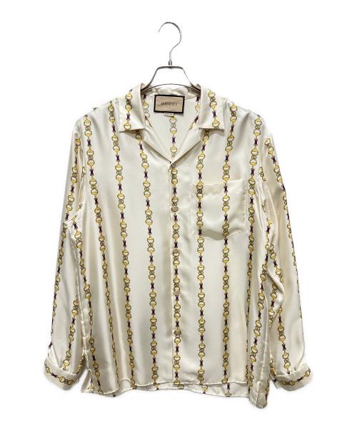 GUCCI（グッチ）GUCCI (グッチ) 23FW チェーンシルクシャツ クリーム サイズ:44の古着・服飾アイテム
