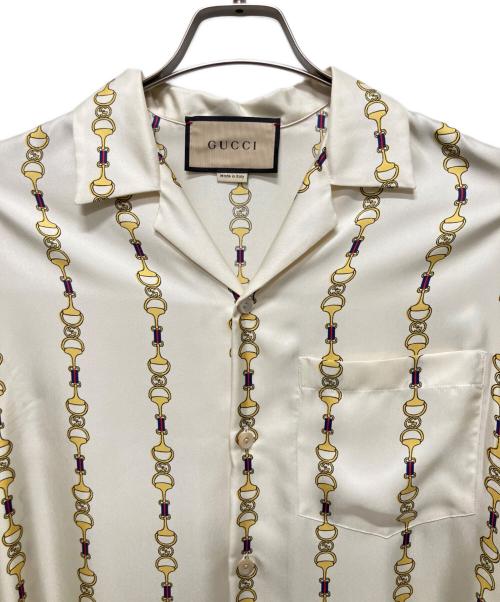 GUCCI（グッチ）GUCCI (グッチ) 23FW チェーンシルクシャツ クリーム サイズ:44の古着・服飾アイテム