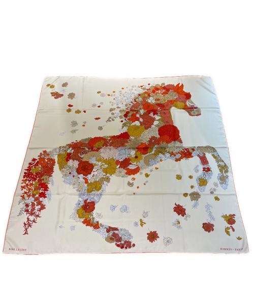 HERMES（エルメス）HERMES (エルメス) カレ140 オフホワイト×オレンジ サイズ:140 未使用品の古着・服飾アイテム