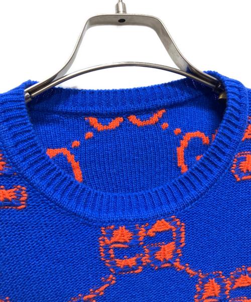 GUCCI（グッチ）GUCCI (グッチ) Wool GG Jacquard Knit Sweater/GGロゴニット ブルー サイズ:XSの古着・服飾アイテム